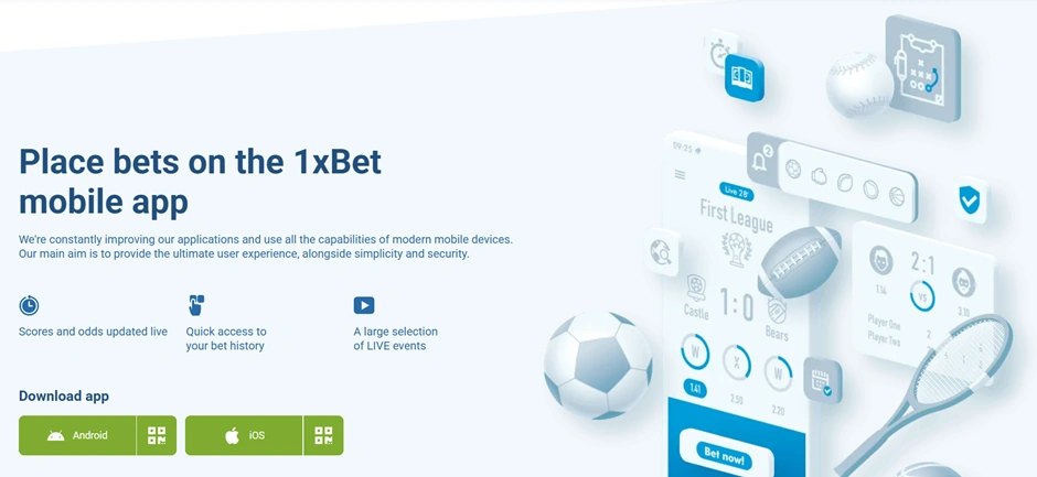 1xBet mobile app betting guide في تونس